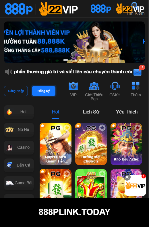 Truy cập link web chính thức của 888p